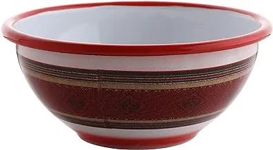 Al Saif Enamelware Iron Footed Bowl Fabric Design Size: 16CM, Color: Multicolor