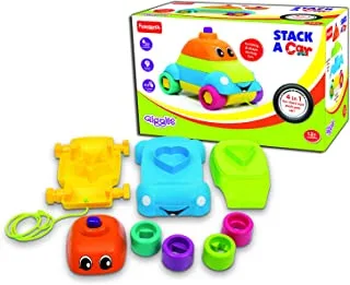 Giggles - Stack A Car, 2 in 1 Pull Along Toy, Walking, Shape Sorting,Pretend Play, 12 Months & Above, Infant and Preschool Toys
