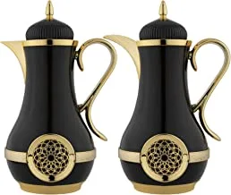 Al Saif 2 Pieces Coffee And Tea Vacuum Flask Set Size: 0.7/1.0 Liter, Color: Black