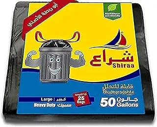 Shiraa Trash Tie Bag, 50 Gallon, Thick, 25 Pcs, Black