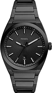 Fossil Men's Everett Three-Hand Date, Black-Tone Stainless Steel Watch, FS5824