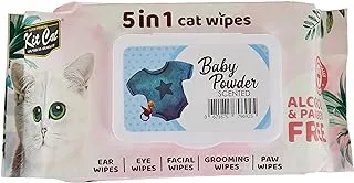 Kit Cat Wet Wipes 5 in 1 Baby Powder Scented 80 pcs