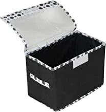 Heart Home Dot Printed Foldable Small Non-Woven Storage Box/Bin For Books, Towels, Magazines, DVDs & More With Tranasparent Lid (Black) -44HH0410