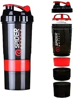 Marshal Fitness Multicolor Shaker Bottles for Protein Mixes, Supplement Storage Containers, Leak Proof BPA Free Plastic, Portable and Travel Friendly for Workouts (Red)-Mf-0165