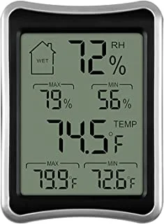 ميزان حرارة داخلي رقمي من IBAMA ومقياس رطوبة مع جهاز قياس درجة الحرارة والرطوبة للمنزل والمكتب والحديقة الداخلية ، أسود
