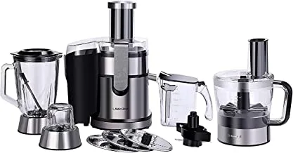 Lawazim 8-in-1 Electric Stainless Steel & Glass Food Processor Blender Juicer 800W - Versatile Kitchen Appliance with 5-Speed Settings | Food Preparation Stainless Steel Blades Glass Jar Blender