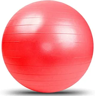 كرة اليوجا من مارشال فتنس ، وتمارين اللياقة ، واستقرار وقوة التوازن ، ومضادة للانفجار قبل الولادة ، وكرة يوجا للمكتب والمنزل والصالة الرياضية ، وكرة التوازن ، وكرة بيلاتيس - 75 سم (أحمر)