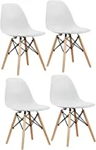 Mahmayi Set of 4 High Quality Eames Style DSW Dining Side Chair - White