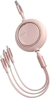 Baseus bright mirror one-for-three retractable data cable usb to m+l+c 3.5a 1.2m pink