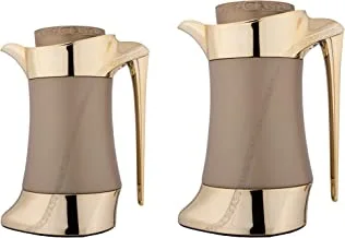 Al Saif 2 Pieces Coffee And Tea Vacuum Flask Set, Size: 1.0/0.7Liter, Color: Gold