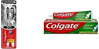 1 Colgate Max White Charcoal Whitening Soft Toothbrush 2Pk + 1 Colgate Maximum Cavity Protection Extra Mint Great Regular Flavour Toothpaste 120 Ml