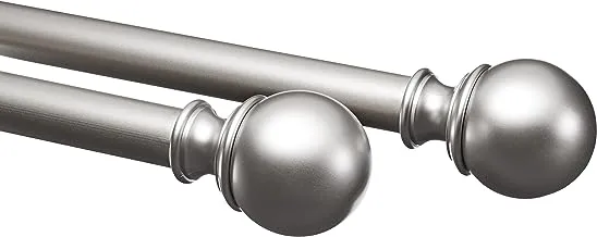 Amazon Basics 2.54 centimeters Curtain Rod with Round Finials, 1-Pack, 182.8 - 365.7 centimeters, Nickel