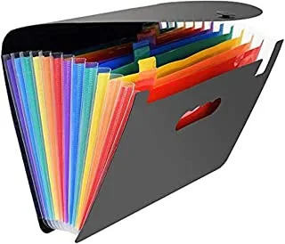 12 Pockets Expanding File Folders, Portable Accordion A4 Expandable File Organizer, Large Capacity Multicolour Stand Plastic Business File Box