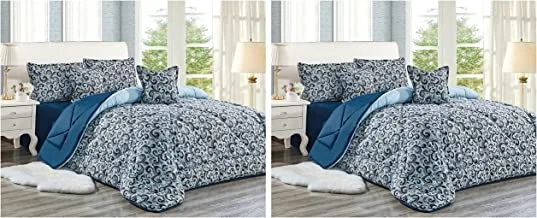 Moon Paisley Comforter Set - 6 Pieces, King Size, No.01-2 Pieces, Purple, Material: Mixed