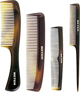 Beter De Luxe Pack of 4 Professional Combs For All Hair And Style Types