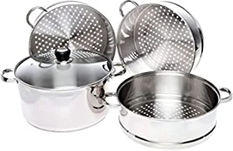 Wilson stainless steel 4-tier steamer with glass lid, silver cs-20
