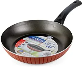 Bister Stripy Fry Pan (20Cm) | Made of High-Quality | Nonstick Fry Pan With Flat Bottom Suitable For Induction Cooker Halogon Oven And Gas Stove, Red & Black, 16-061