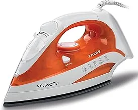 Kenwood Steam Iron 2100W With Ceramic Soleplate, Anti-Drip, Self Clean, Continuous Steam, Steam Burst, Spray Function Stp50.000Wo White/Orange,