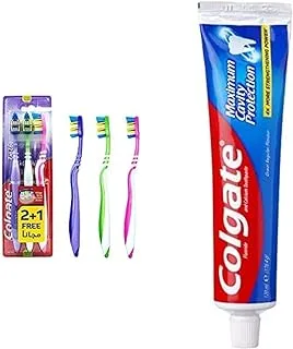 1 Colgate Zigzag Flexible Multipack Medium Toothbrush- 3Pk + 1 Colgate Maximum Cavity Protection Great Regular Flavour Toothpaste, 175Ml