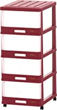 Cosmoplast 4 Drawer Storage Cabinet - Transparent/Red