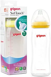 Pigeon SoftTouch Wide Neck Bottle, 330 ml - Pack of 1 Colors May Vary