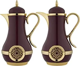 Al Saif 2 Pieces Coffee And Tea Vacuum Flask Set Size: 0.7/1.0 Liter, Color: Burgundy, K190511/2Drdg