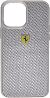 Cg Mobile Ferrari Real Carbon Hard Case Metal Logo For Iphone 13 Pro Max (6.7 Inches) - Silver