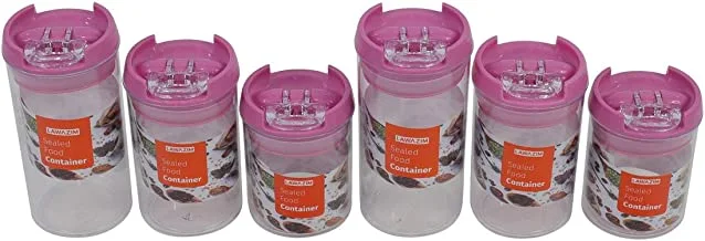 6-Piece Sealed Food Container (S-M-L) - Round Pink