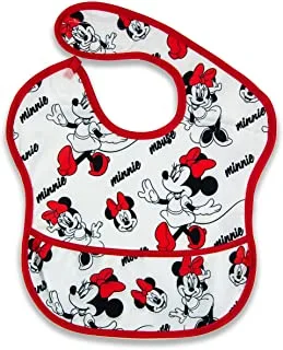 Disney Minnie Mouse Bibs Washable, Stain and Odor Resistant, 100% Water Proof, Pack of 1. Age: 6 - 24 months (Official Disney Product)