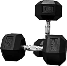 Prosportsae Rubber Hex Dumbbells – Solid Cast Iron Core Rubber Coated Hex Dumbbell | Chrome Plated Ergonomic Handle for Commercial and Domestic Use – Fitness Equipment – 2.5 to 50 Kg – Sold in Pair