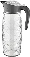 Q-Lux Amfora Oval Patterned Pitcher 1600Cc, 1.6L, Glass Pitcher, Water Pitcher With Lid, Iced Tea Pitcher, Easy Clean Heat Resistant Glass Jug For Juice, Milk, Cold Or Hot Beverages