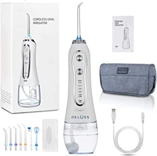 Deloss Water Flosser, Saudi Brand Built For The Saudi Market, Portable Get Flossing For Traveling And Adventures, Extra Accessories For Your Best Oral Care Routine, Saudi Fda Approved, White