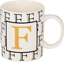 كوب شاي من البورسلين بطبعات حرف F من الخزف الضحل ، Bd-Mug-F