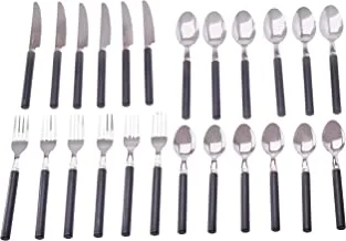 مجموعة أدوات المائدة ، 25 قطعة (سكاكين ، ملاعق ، شوك ، ملاعق صغيرة ، صندوق أدوات المائدة - أسود (CS-25-106)