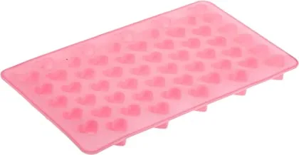 55 Hole Heart Shape Love Candy Silicone Decorating Mold Ice Cube Tray Silicone Chocolate Sugar Paste Tool Cookie Muffin Baking Pan, Pink