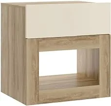 Carraro 1 Drawer Nightstand,56719470, Off-White Drawers and Light Brown MDF