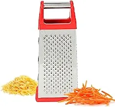 Delcasa 4-Sided Box Cheese Grater – Stainless Steel Hand Held Grater/Slicer/Chopper/Zester For Vegetables Cheese Chocolate – 4 Kitchen Functions For Coarse, Medium, Dc1660