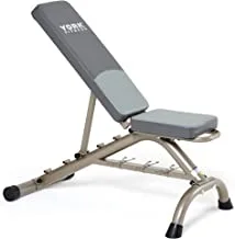 جهاز تمارين رفع الأثقال بخمسة أوضاع من York Fitness - مقعد قابل للطي وقابل للتعديل للتدريب المنزلي