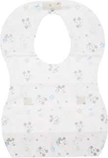 Disney Mickey Mouse Disposable Baby Bibs Super Soft, Eco Friendly, Food Catcher and Leak proof, Sticky Snap Closure Bib for Baby Boys. Pack of 8. Age: 6 24 months (Official Disney Product)