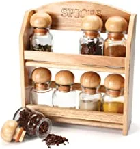 Billi 8pcs spice bottle with wooden lid & stand gw-212/8