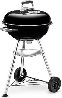 WEBER - Compact Kettle Barbecue, Charcoal Grill 47cm Diameter, Porcelain-enameled bowl and lid, 87.9cm Height x 53.1cm Width x 54.1cm Depth