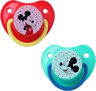 Disney Mickey Mouse PACK OF 2 Baby Pacifiers 0+ Month - Orthodontic, Curves Comfortably with Face Contour, 100% Silicone - BPA Free (Official Disney Product)