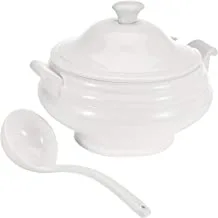 Symphony Soup Tureen With Ladel Set 2 Pieces 3.8 Ltr White