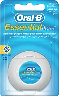 Oral-B Essential Floss, Unwaxed Shred-Resistant Dental Floss 50M, 1 Count