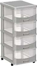 Cosmoplast Rattan 4 Level Storage Cabinet - Light Grey/Transparent