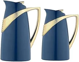 Al Saif 2 Pieces Coffee And Tea Vacuum Flask Set, Size: 1.0/0.7Liter, Color: Navy Blue