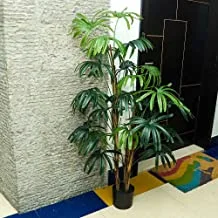 شجرة نخيل سيدة ذات أوراق عريضة من YATAI - نباتات نخيل صناعية مع وعاء لديكور المنزل - شجرة صناعية خارجية - نباتات مزيفة لنباتات الشرفات الداخلية - نباتات صناعية خارجية (1.5 متر)
