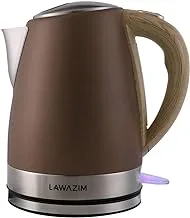 Lawazim Stainless Steel Kettle, 2200W 1.7L Electric Kettle Quick Boil Wooden Handle Style With Gauge - Brown