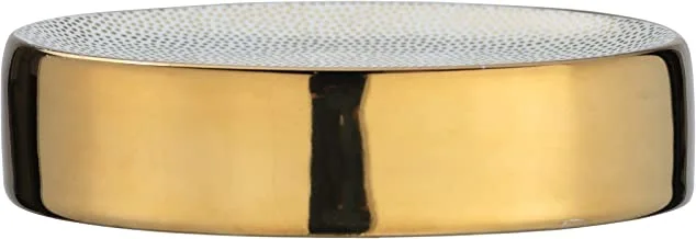 Wenko Nuria Dish Gold/White For Storage of Hand Soap, Ceramic, 12 X 3 X 8 Cm