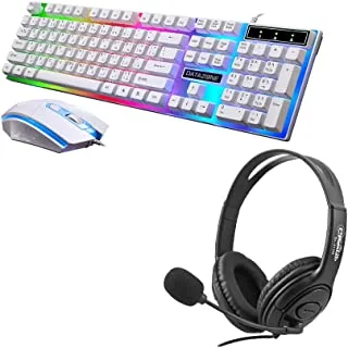 Datazone G21 Gaming Led Backlit Keyboard And Mouse Whait, Combo With Gaming Headphone 311I Black (G21W-B311Ib)